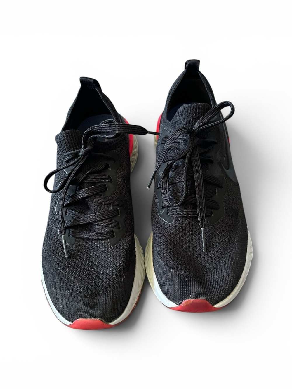Nike, Black Knit Running Sneakers with Pink Accent - Women, size 8 - Picture 2 of 5